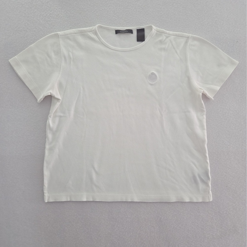 Liz Claiborne Womens Short Sleeve Crew Neck T-Shirt White Size M Read Embroidere